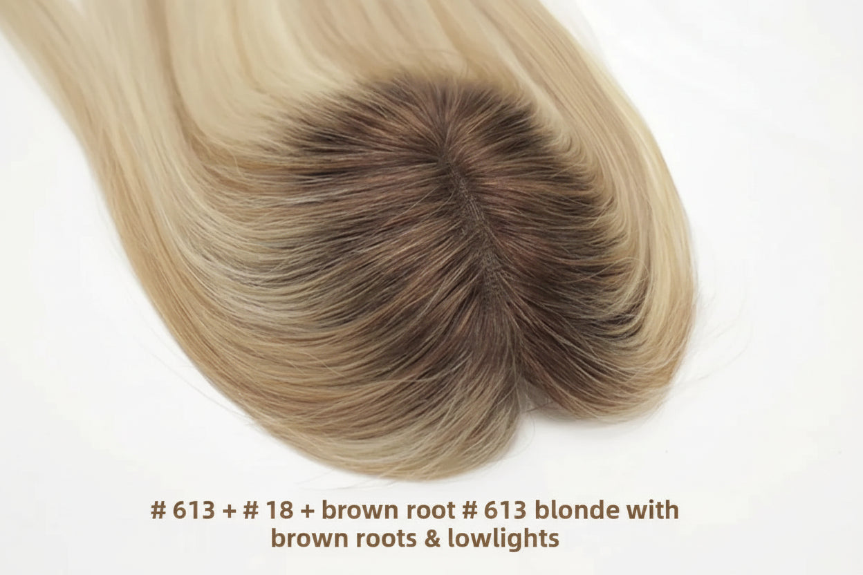 Swiss Lace 100% Human Hair Topper. Remy Human Hair. Clips Ins Extensions